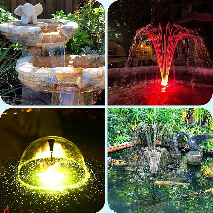 POPOSOAP Pond Filter with Fountain Kits, 660GPH Pond Pump Filter Built-in RGB LED Lights with Remote Controller, Pond Filters for Outdoor Ponds Clean, Clear and Water Features P2326D
