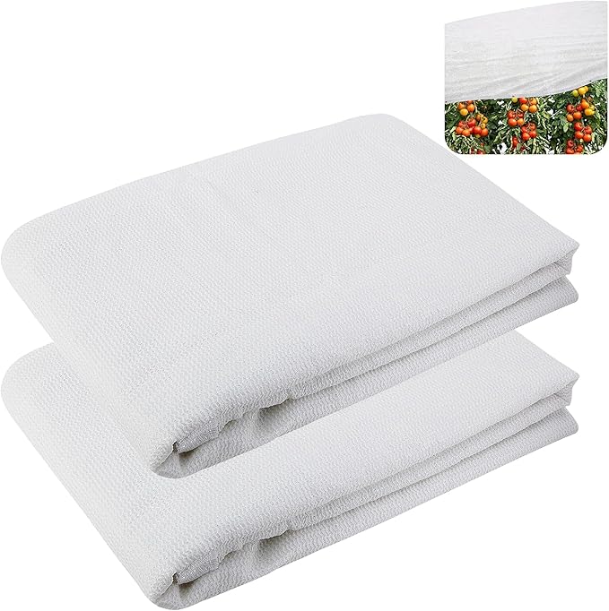 2 Pack 6.6 x 3.3 Ft Plant Shade Nylon Cloth, White Plant Sun Shade Net with Reinforced Grommets, Garden Sunshade Cover Cloth for Protecting Plants from Direct Sunlight