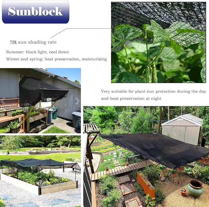 70-90% Shade Cloth for Garden, 12X24 Ft Sun Shade Fabric for Plants Heat Protection, Sunblock Mesh Tarp with Grommets for Plant Cover, Greenhouse, Vegetables, Flowers