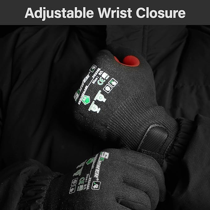 FreezeGuard Winter Work Gloves for Men and Women, ANSI A6 Cut Resistant Gloves With Super Grip, Freezer Glove for Work Below Zero, Touchscreen, Thermal Insulated, PR3388, Black Knight (S, 2 Pairs)