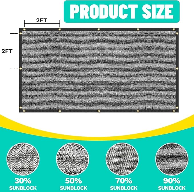 Royal Shade 6' x 4' Black 90% Shade Cloth Dog Kennel Shade Mesh Tarp Sunblock with Grommets for Dog Kennel Cover, Fence Privacy Screen, Greenhouse, Chicken Coop & Pet Playpen (We Make Custom Size)