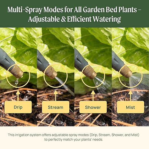 Vego Garden Irrigation Kit - Drip Irrigation System for Raised Garden Beds, Efficient Watering Solution for Vegetables, Flowers, and Plants, Easy DIY Installation (M)