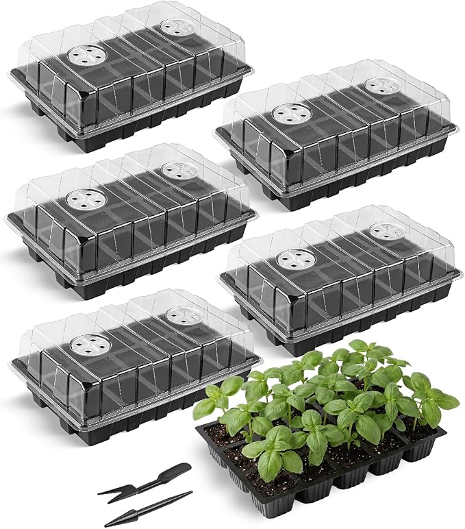 Mr. Pen 5-Set Seed Starter Tray Kits, Durable Plant Germination Trays with Humidity Vented Domes and Bases, Ideal for Seed Starting, Indoor Gardening, and Greenhouse