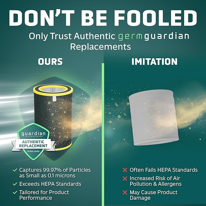 GermGuardian AirSafe+ XL Smart Air Purifier for Home 360° True HEPA Filter, UV-C, WiFi/App Enabled, Air Quality Monitor, Large Rooms Up to 1680 Sq Ft, For Smoke, Dust, Pet Dander, Black/White, AC3250