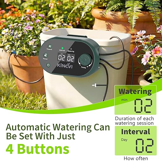 Solar Drip Irrigation System Kit, Auto Watering Kit for 15 Pots, 3W Solar Powered Auto Easy DIY Watering Device, 22 Timing Modes with Anti-Siphoning Device,for Outdoor Garden, Balcony