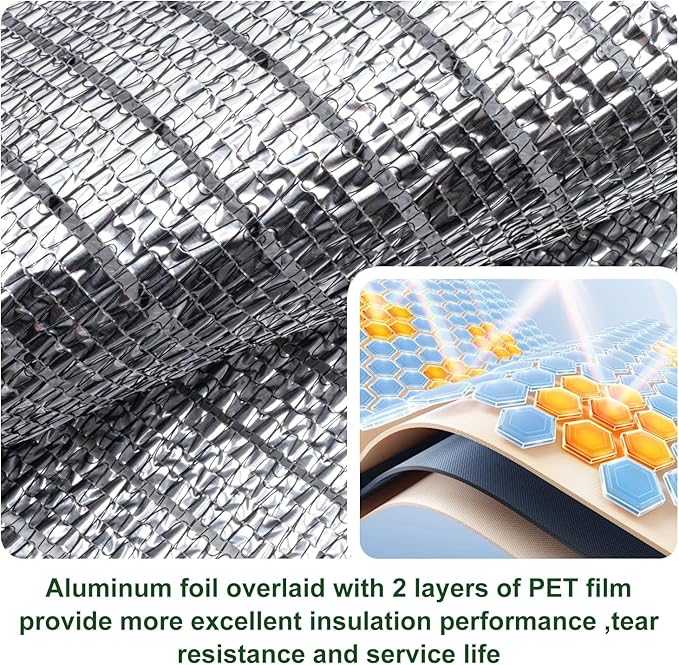 Aluminet Shade Cloth, 10x20FT 85% Heat Reflective Tarp for Blocking Sun with Reinforced Stainless Steel Grommets for Pergola Shade Cover, Garden, Cars, Dogs, Greenhouse