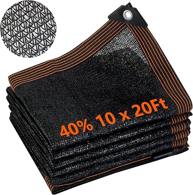 40% Shade Cloth 10 x20 FT Garden Shade Cloth Cover with Reinforced Grommets Durable Sun Shade net Heat Protection for Vegetables Plants Canopy Patio Greenhouse Chicken Coop Porch