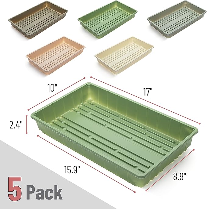 Mr. Pen- Seed Starter Trays, 10 Pack, 17"x10"x2.4", Durable Plastic Growing Trays, Stackable and Reusable Seedling Starter Kits for Indoor, Outdoor, Greenhouse Gardening, Planting, Hydroponic Systems