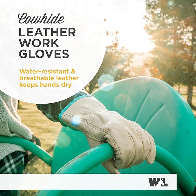 Wells Lamont Women's Water-Resistant Leather Work Gloves | Puncture Resistant, Reinforced, HydraHyde | Large (1167L)