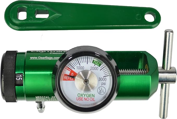 Lightning X Products O2 Mini Oxygen Regulator CGA-870 Gauge Flow Rate 0-15lpm with Wrench