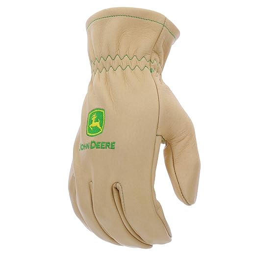John Deere JD84013-XL Men's Water Resistant Leather Gloves, Abrasion Resistant, Durable, Tan, X-Large