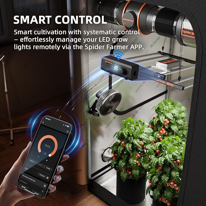 Spider Farmer G1500 Cost-Effective LED Grow Lights 150W, Smart App Control, 2x2ft Coverage Full Spectrum Digital Screen Dimmable Bar Style Growing Lamp for Indoor Plants