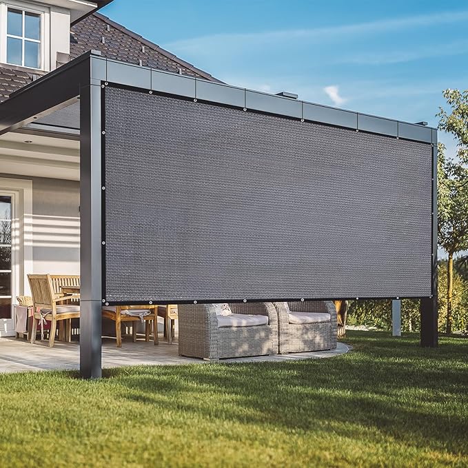 VICLLAX 90% Shade Fabric Sun Shade Cloth with Reinforced Grommets, Outdoor Sun Screen Fabric for Outdoor Patio Garden Pergola Cover Canopy 3x6 FT, Dark Grey