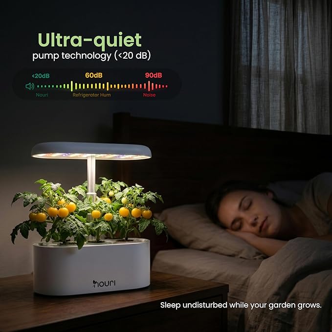 Nouri Hydroponics Growing System, 5 pod APP Smart Indoor Herb Garden Kit with LED Grow Lights, Hydroponic Herb Garden Indoor for Plant Lovers, Gardeners, Kitchen, Lettuce Seeds Included
