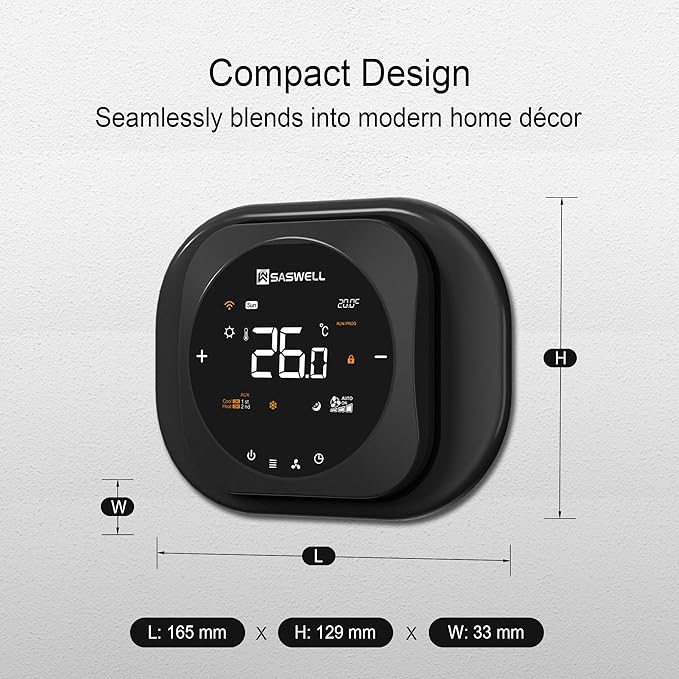 Smart Thermostat 3H/2C, WiFi Household Thermostat for Heat Pump and Conventional Multi-Stage System, Easy DIY Installation, Voice Control, Support Alexa and Google Home, C-Wire Required