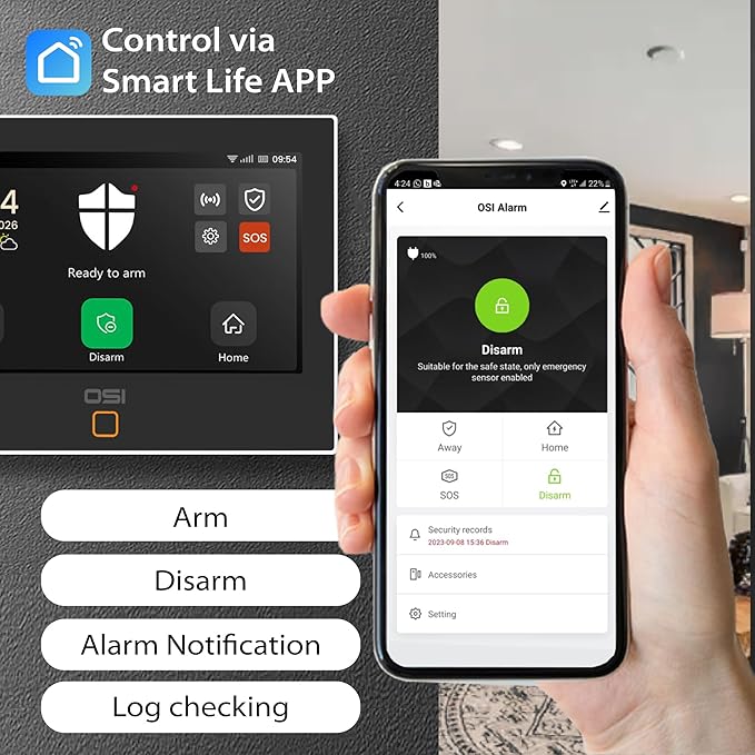 OSI Alarm System Gen 2 (4G), 11pc, DIY, Motion & Entry Sensors, Wireless Siren, Remotes, App & Alexa Compatible Self Monitor(No Monthly Fees) or 24/7 Alarm Monitoring (as Low as $15/mo)
