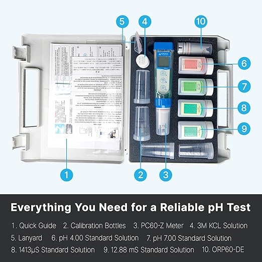 Apera Instruments PCO60-Z Bluetooth pH/Conductivity/ORP/Redox/TDS/Salinity/Resistivity Smart Multi-Parameter Meter Tester Kit Powered by ZenTest Mobile App with Cloud-Based Datalogger