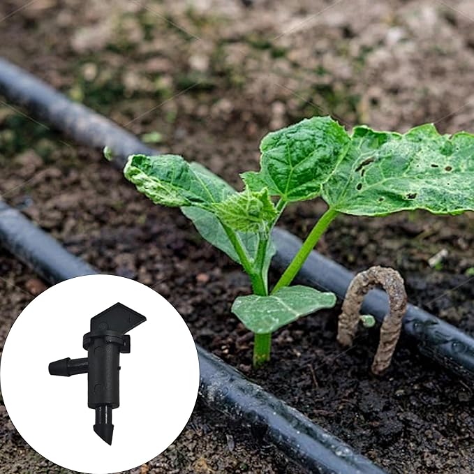 80Pcs 1GPH Drip Emitter Garden Flag Irrigation Drippers, 4L/H Sprinkler System Parts for 4/7mm Tubing, Adjustable Flow for Trees, Shrubs, Lawn, Vegetable Gardens, Black