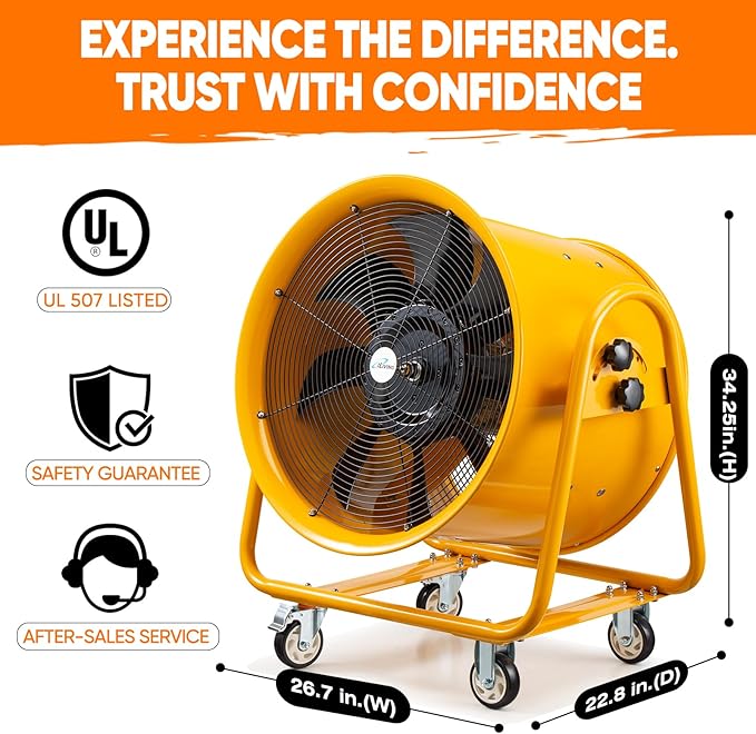 iLiving Utility High Velocity Blower, Fume Extractor, Portable Exhaust and Ventilator Fan (Utility 24")
