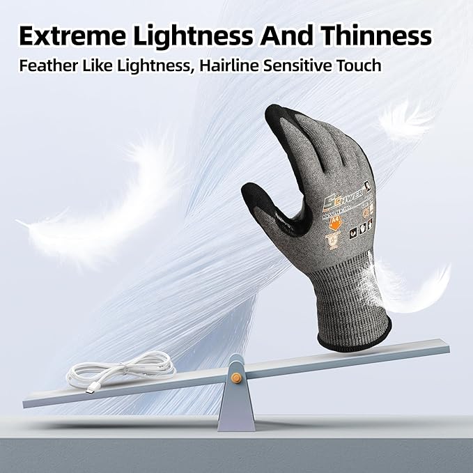 Schwer AIR-SKIN Cut Resistant Gloves AR5918 with Extreme Lightweight&Thin, Level 5 Wire Metal Gloves for Refined Work, Touch-screen, 3D-Comfort Fit, Breathable, Black 2 Pairs (S)