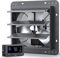 iLIVING 12" Wall Mounted Shutter Exhaust Fan, Automatic Shutter, Temperature and Humidity Controls with Variable Speed, 960 CFM at 1600 RPM DC Motor