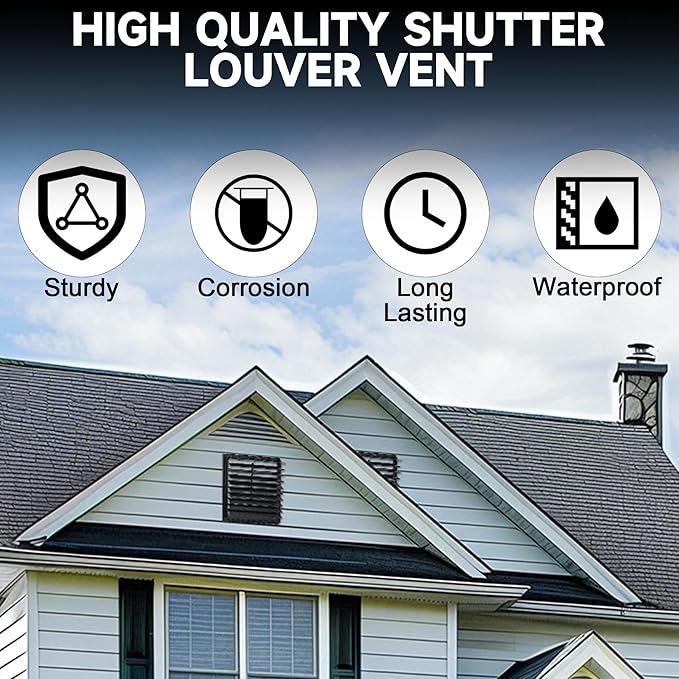 20 Inch Automatic Exhaust Shutter Louver Vent, 2Pcs Aluminum Gravity Shutters Louver for Windows Outside, Home Attics, Greenhouse Vent