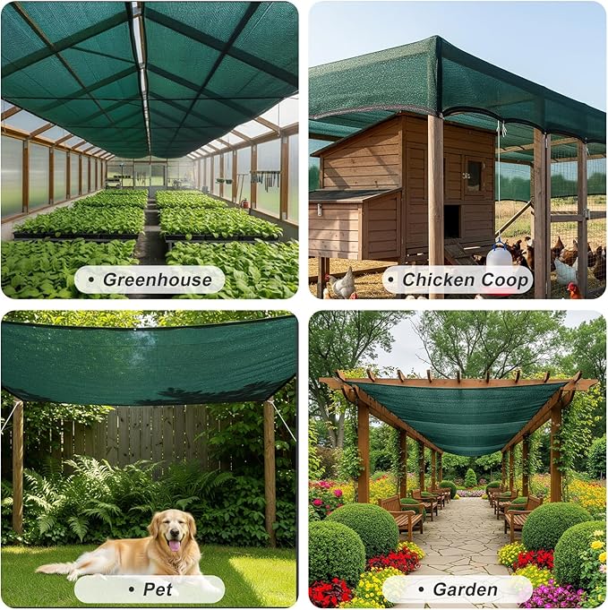 SUNNY GUARD 85-95% Sun Shade Cloth, 20 x 48 FT Green HDPE Mesh – Breathable Garden Shade Cover for Plants, Vegetables, Greenhouse, Patio, Chicken Coop & Dog Kennel