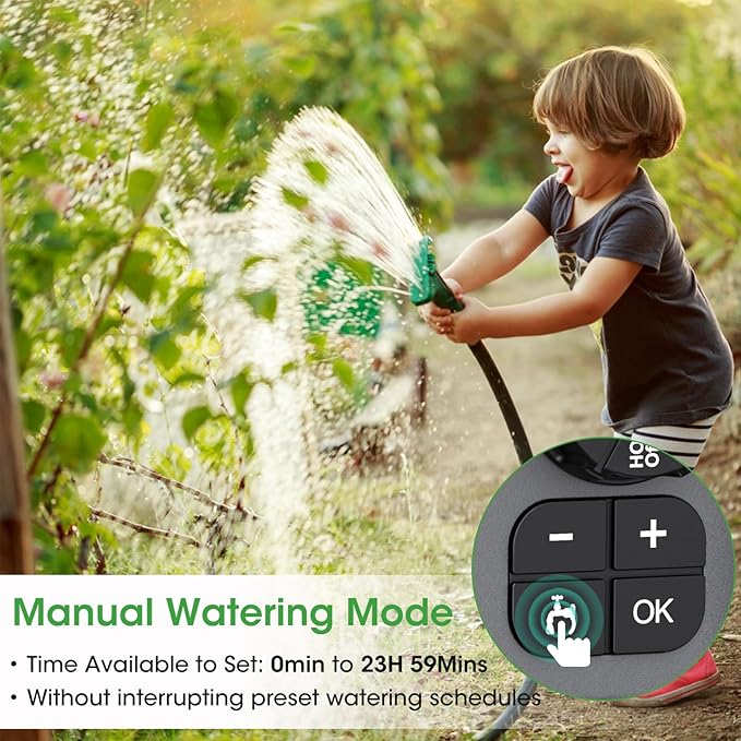 Insoma Water Timer for Garden Hose, Programmable Hose Timer with Rain Delay/Manual/Automatic Irrigation System for Lawn, Garden, Pool, IP55 Waterproof, 1 Outlet