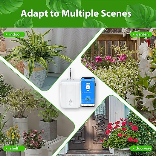 WIFI Automatic Plant Waterer, DIY Automatic Drip Irrigation Kit for 10 Potted Plants, Auto & Manual & Delay Watering Mode/Water Shortage Alert/Irrigation Records,Compatible w Alexa Tuya/Smart Life App