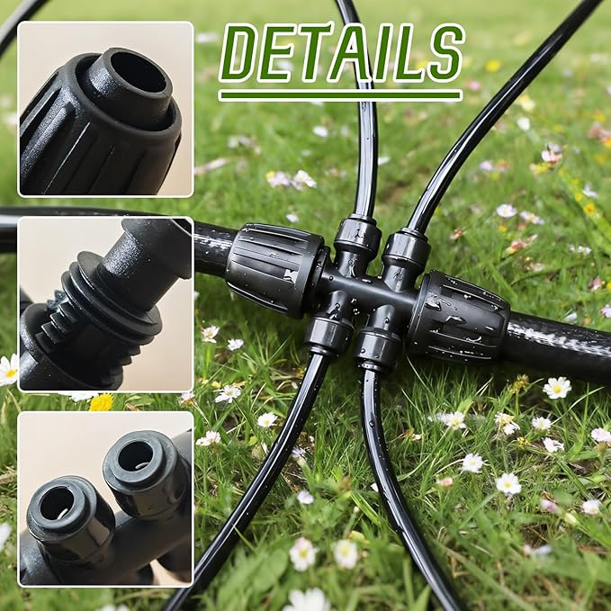 8 PCS 1/2" to 1/4" Drip Irrigation Tee Fittings,6 Way Barbed Tee 1/2 Inch to 1/4 Inch Quick Connect Irrigation Tubing Fittings,Anti-Leak Reducing Splitter Tee Connectors for Garden Irrigation System