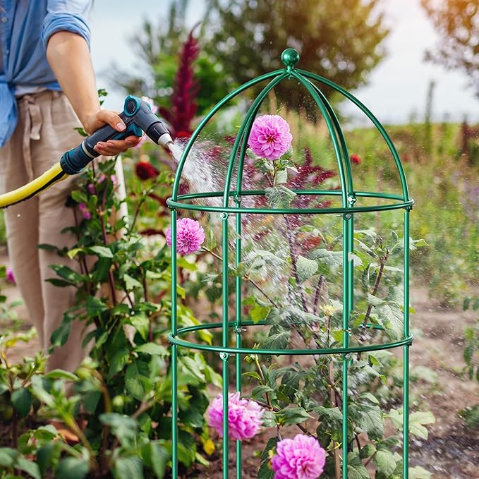 3 Pack Metal Plant Cage Support, 31.5" H Peony Support Tomato Cage Garden Rose Obelisk Trellis Supports Tower for Clematis Vine Jasmine Supports Outdoor Indoor