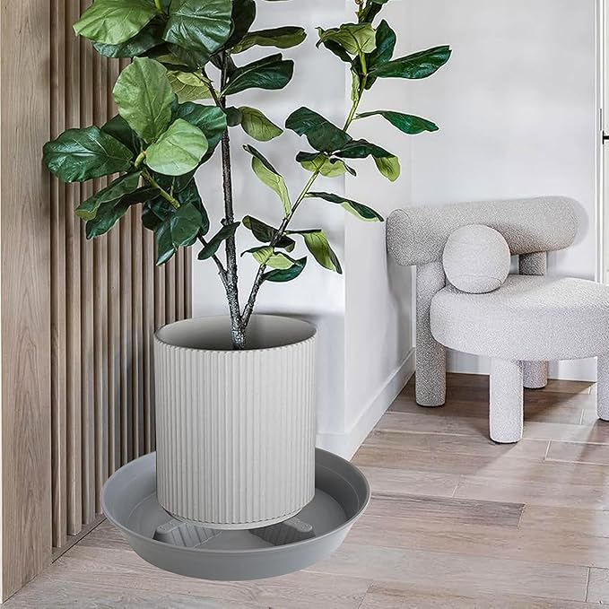 4 Pack Plant Saucer 10 inch, 8 12 14 17 inch, Plant Stand Plastic Plant Saucers for Indoors Outdoor, Heavy Duty Flower Plant Risers for Inside Pots, Pot Saucers for Plants, Grow Bags Saucers