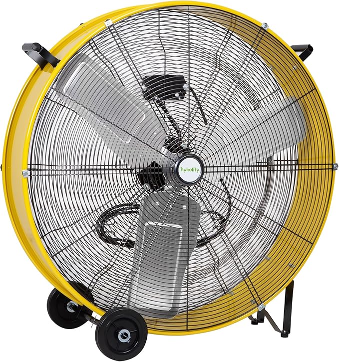 hykolity 30in. 2-Speed 13000 CFM High Velocity Drum Fan, Heavy Duty Industrial Shop Fan for Factory, Warehouse, Garage, Workshop, Commercial, and Basement, UL Listed, Yellow