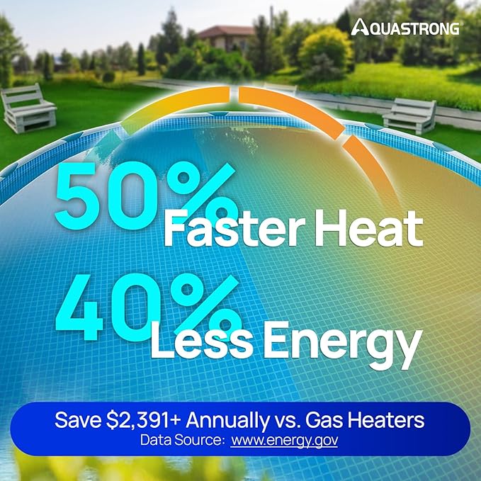 AQUASTRONG Inverter Swimming Pool Heat Pump,Pool Heater for Above Ground and Inground Pool Heating Smart WiFi Control and Cooling Pool Heater Pools Up to, 7500 Gallons