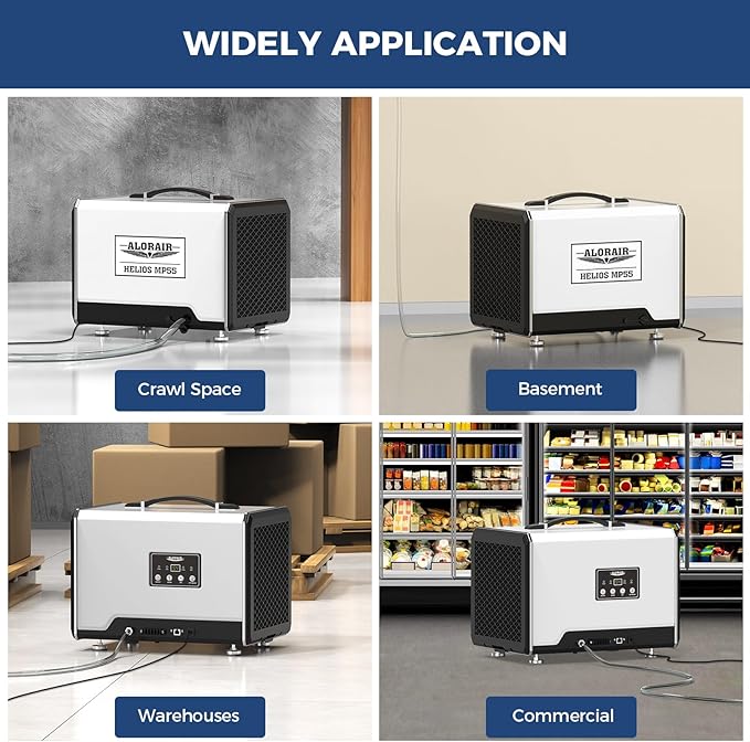 ALORAIR 120 PPD Commercial Dehumidifier with Pump, Crawl Space Dehumidifier for Up to 1,500 Sq. Ft., Portable Industrial Water Damage Unit for Basement, Home, Garage, Attic, 5-Year Limited Warranty