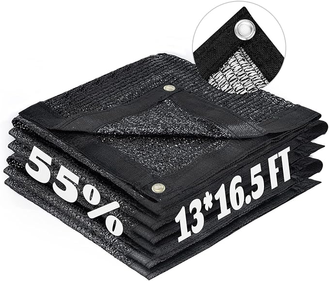 LOVE STORY 13x16.5FT 55% Black Shade Cloth Sun Shade Net with Grommets Sunblock Net Mesh Tarp for Garden,Plants Cover,Greenhouse and Patio