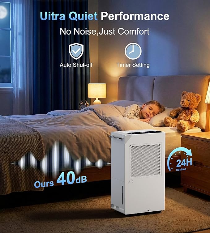Landeagle 5500 Sq. Ft Dehumidifier for Basement,100 Pint/Day Large Compressor Dehumidifiers with Drain Hose,Smart Humidity Control,1.6 Gal Tank, 24H Timer & Child Lock for Home Bedroom Bathroom,Black