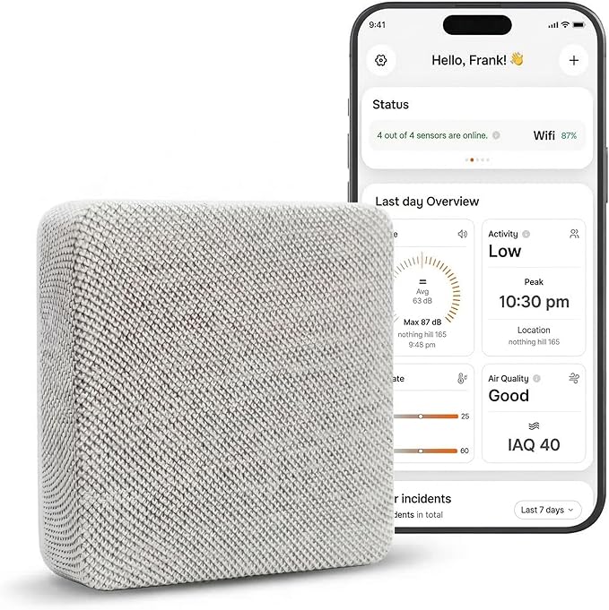 Layla Smart Home Agent — 9-in-1 Smart Sensor, Noise & Motion Detector, Air Quality Monitor with CO2, bVOC, Humidity & Energy Tracking | AC Controller, Works with Alexa & Google Home | No Subscription