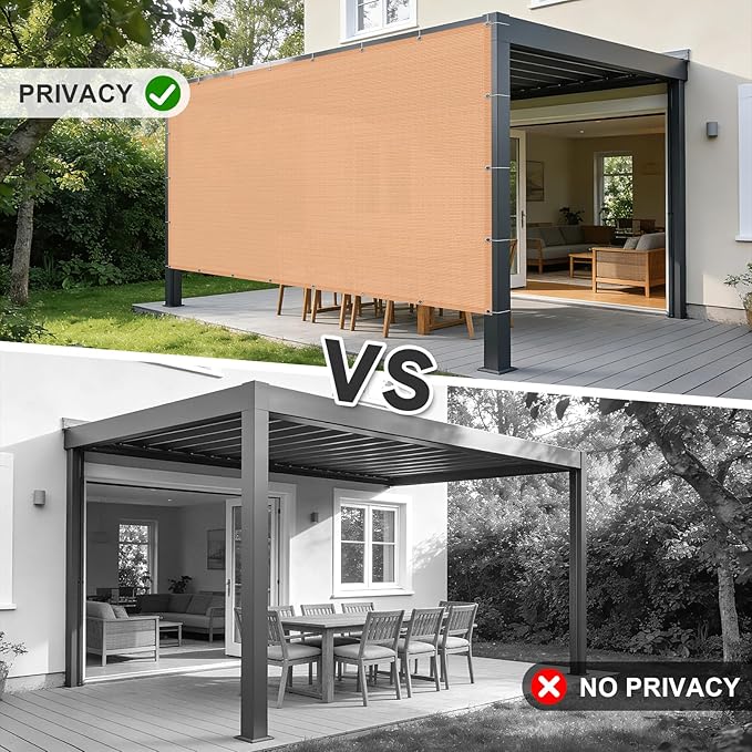 Cool Area Sun Shade Cloth with Grommets 7×18 FT Shade Panel Shade Tarp Screen Fabic for Outdoor Patio Pergola Cover Deck Garden, Peach Fuzz (Customized)