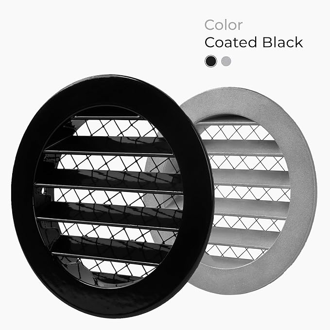 4" Inch Register Vent Cover - Round Aluminum Return Air Vent Cover - Soffit Exhaust Vent - Aluminum Mesh - Grill Cover/Dryer Vent Cover for House, Bathroom, Garage Ventilation - Gable Vent