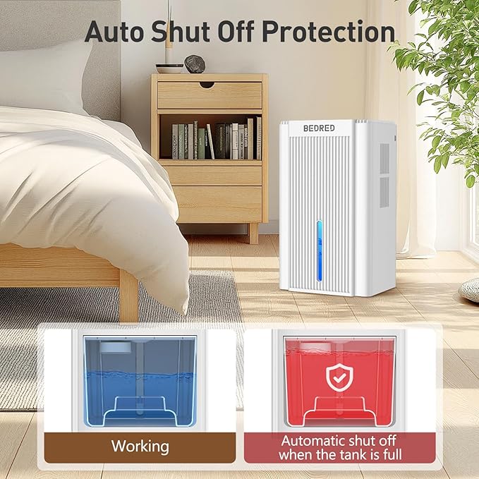 Dehumidifier, 95OZ Dehumidifier for Home 1000 Sq.Ft - Quiet with Auto Shut Off & Relaxing 7 Color Ambient Light,Ideal for Livingroom, Bedroom, Basement(White)