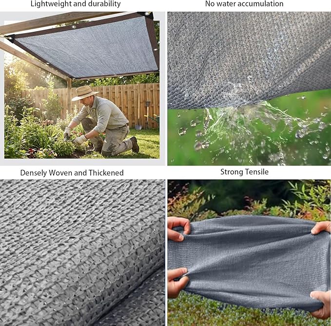90% Shading Rate 49'x52' Gray Shade Cloth,UV Resistant Durable Mesh Tarp with Grommets&Reinforced Edges, Shade Net Using for Plants Cover, Greenhouse, Dog Kennel, Patio, Chicken House