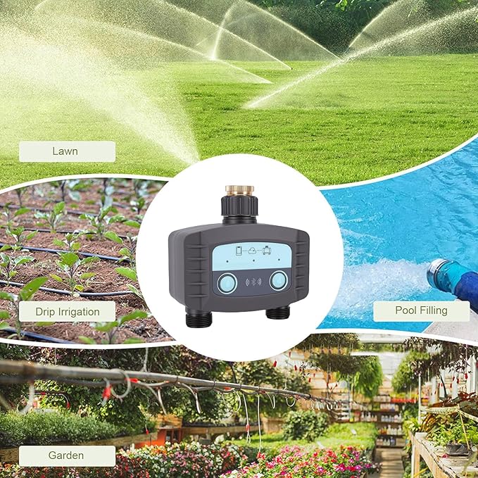 Yosoo Smart Lawn Watering System Irrigation Controller Kit, WiFi, Brass Construction with Remote Control for Potted Plants, Lawns, and Farming