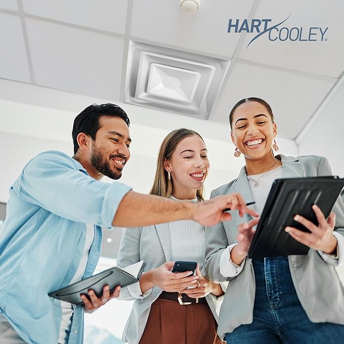 Hart & Cooley Steel 4-Way Diffuse with 2 Cone Design and 6 Inch Fixed Collar, 360-Degree Air Diffusion for High Air Volume Delivery