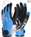 PACIFIC PPE Winter Work Gloves for Men and Women, 100% Waterproof Thermal Insulated Freezer Gloves for Cold Weather, Super Grip, Blue, Large