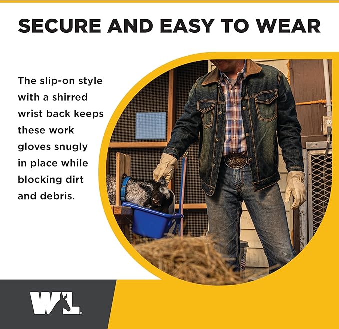 Wells Lamont Leather Work Gloves for Men – Grain Cowhide, Reinforced Palm – Ideal for Construction, Farming, Ranching – Ergonomic Fit, Keystone Thumb, Elasticized Wrist – Beige, X-Large (1130XL)