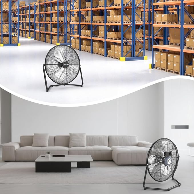 CCGIRU 20 Inch High Velocity Industrial Drum Fan,3-Speed Heavy Duty Fan for Warehouse, Workshops, Garage, Factory and Basement UL Listed, 2 Pcs