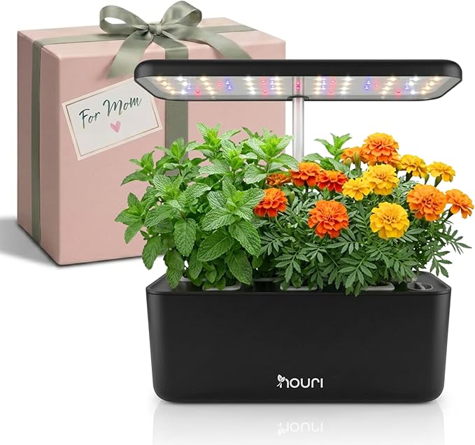 Nouri Hydroponics Growing System, 7 pod Smart Indoor Herb Garden Kit with LED Grow Lights, Hydroponic Herb Garden Indoor for Plant Lovers, Gardeners, Kitchen, Lettuce Seeds Included
