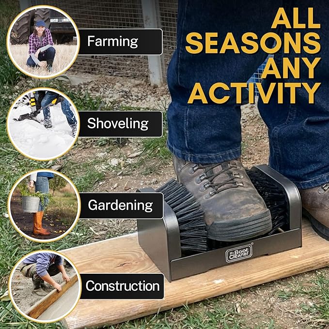 Heavy Duty Boot Brush Cleaner Outdoor Floor Mount or Portable Commercial Boot Scraper/Scrubber with Hardware, Plastic