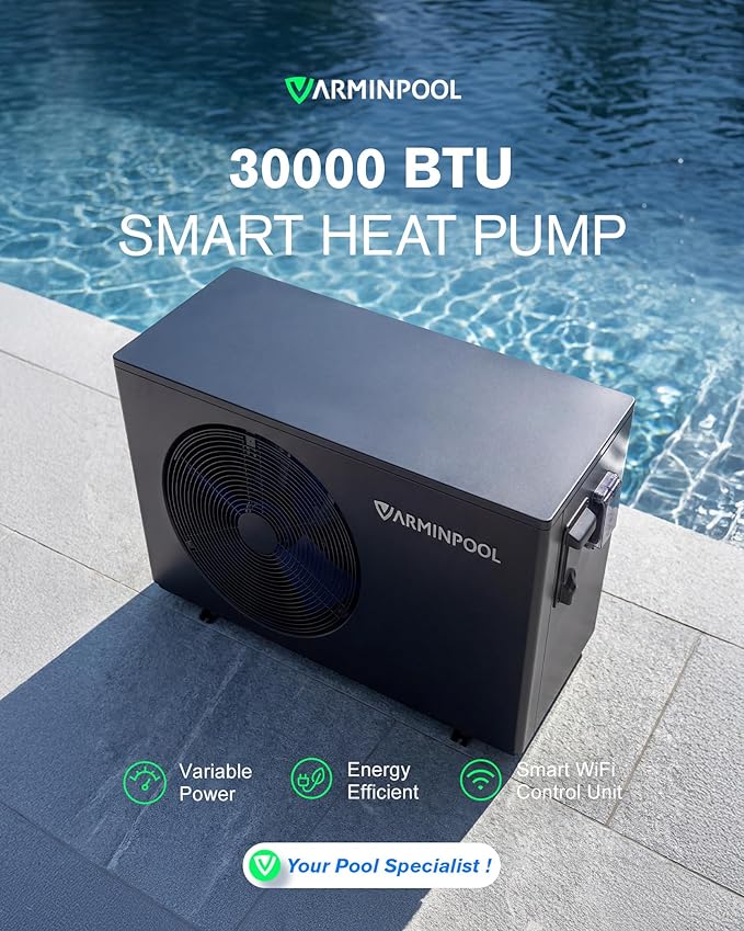 Pool Heat Pumps, 30,000 BTU Pool Heat Pump for Above Ground Pools Up to 7000 Gallons, WiFi Control, Titanium Heat Exchanger, 120V, Smart Inverter, V7 Plus